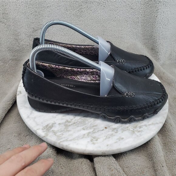 Skechers Shoes Womens 7 Black Leather Bikers Cruisin Relaxed Fit Loafers - Picture 4 of 11
